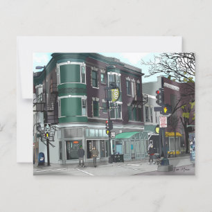 Drawing of Downtown Madison, Wisconsin Postcard