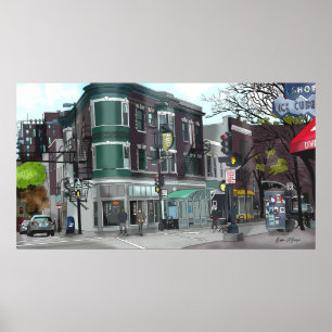 Drawing of Downtown Madison, Wisconsin Poster