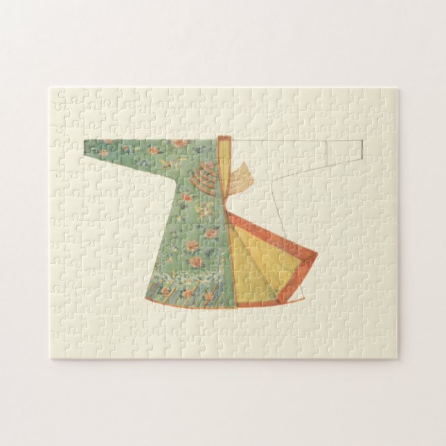 Drawing of Half-Finished Kimono Jigsaw Puzzle (Horizontal)