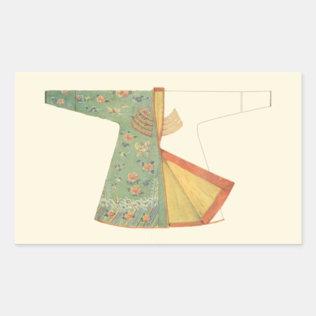 Drawing of Half-Finished Kimono Rectangular Sticker (Front)