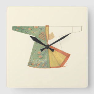 Drawing of Half-Finished Kimono Square Wall Clock