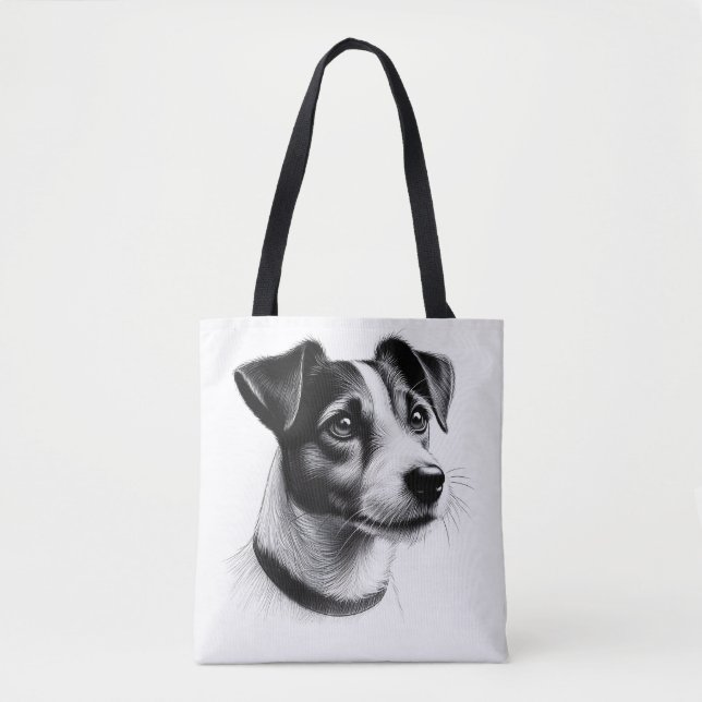 Drawing of Jack Russell Terrier Tote Bag (Front)