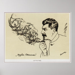 Drawing of Joseph Stalin. Poster 'Stalin's pipe'