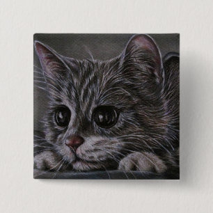 Drawing of Kitty on Button