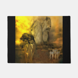 Drawing Of Lions Safari Doormat