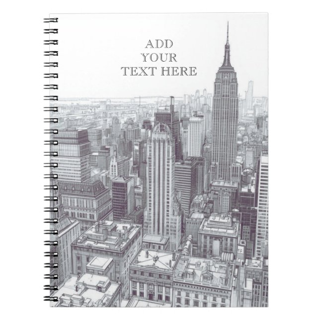 Drawing of New York City Landscape Custom Notebook (Front)
