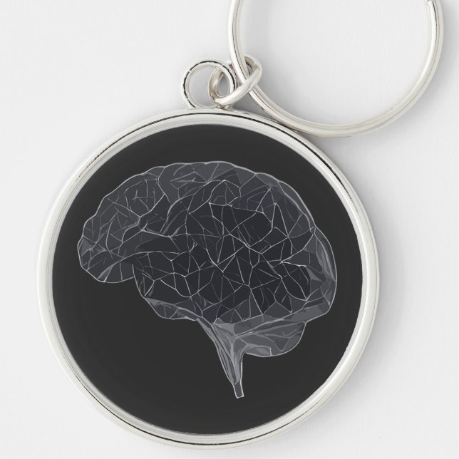 Drawing of Polygonal Brain - Neural Network Key Ring (Front)