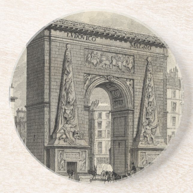Drawing of Porte Saint-Denis Monument Coaster (Front)