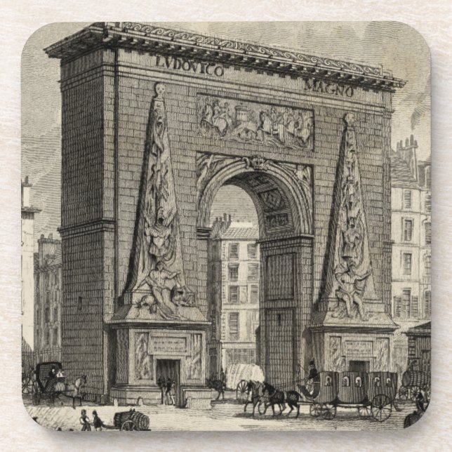 Drawing of Porte Saint-Denis Monument Coaster (Front)