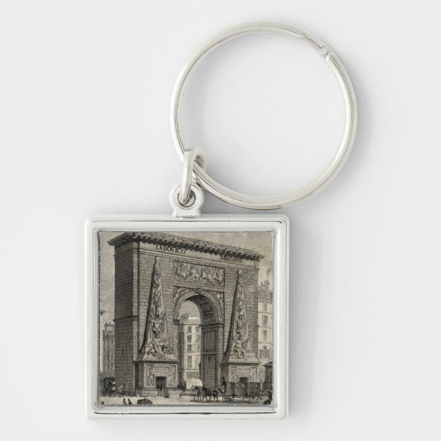 Drawing of Porte Saint-Denis Monument Key Ring (Front)
