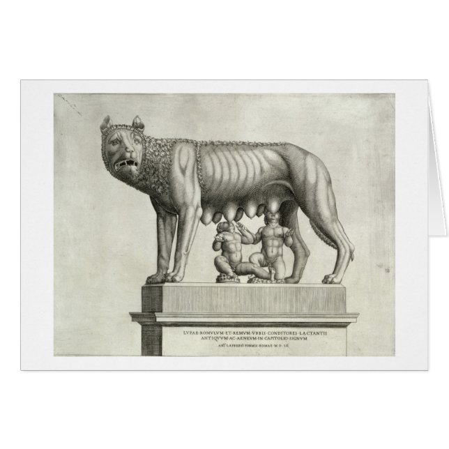 Drawing of the Etruscan bronze of the she-wolf suc (Front Horizontal)
