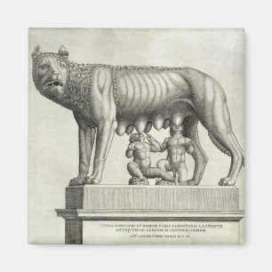 Drawing of the Etruscan bronze of the she-wolf suc Magnet