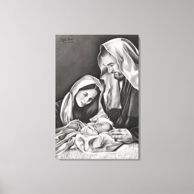 Drawing of the Holy Family Canvas Print (Front)