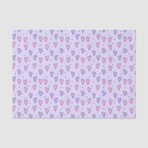 Drawing of Whimsical Small Hearts Pink Purple   Tissue Paper