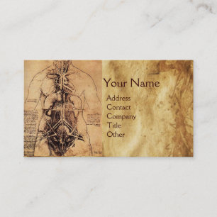 Drawing of Woman’s Torso Antique Brown Parchment Business Card