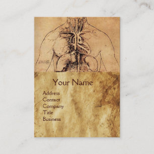 Drawing of Woman’s Torso Antique Brown Parchment Business Card
