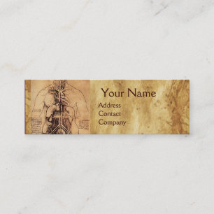 Drawing of Woman’s Torso Antique Brown Parchment Mini Business Card