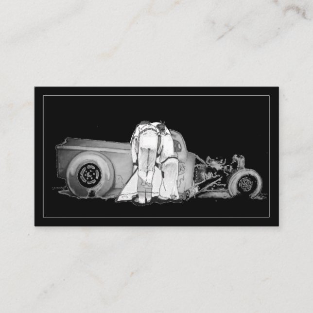 Drawing Old Couple And Street rod Business Card (Front)