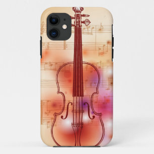 Drawing on watercolor background of violin iPhone 11 case