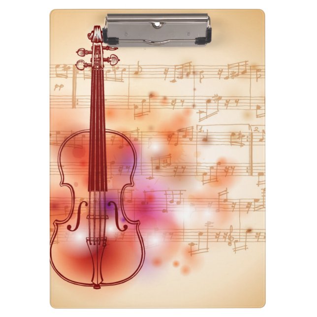 Drawing on watercolor background of violin clipboard (Front)
