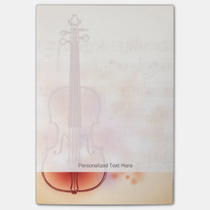 Drawing on watercolor background of violin post-it notes