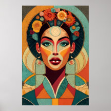 Drawing on zellige Woman's face on mosaic