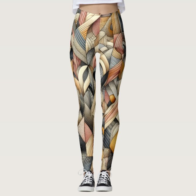 Drawing Pastel Abstract Modern Design Leggings (Front)