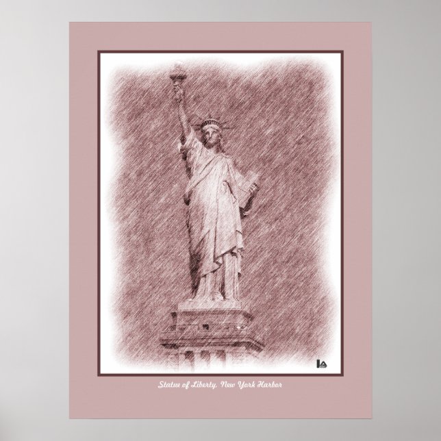 Drawing Statue Of Liberty New York City Poster (Front)