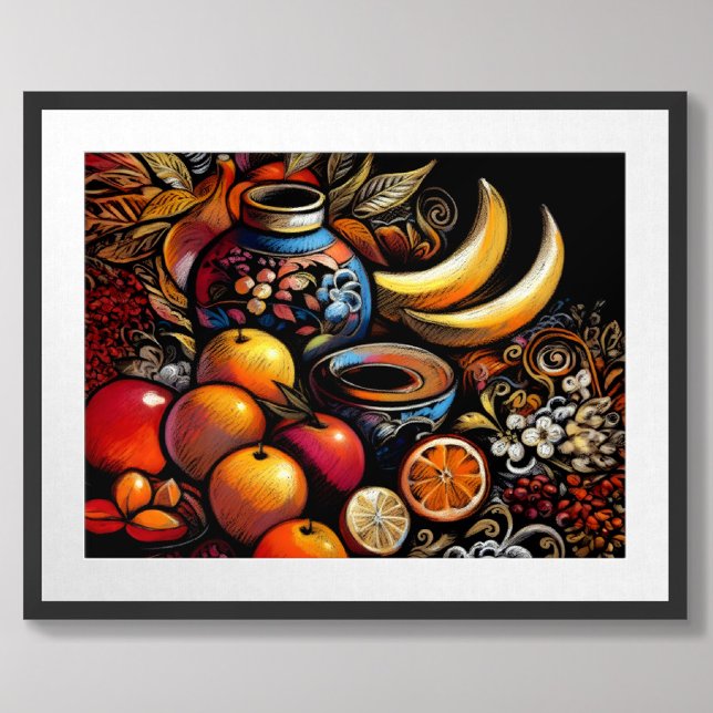 Drawing Stylised Still Life Vase Fruit Poster (Creator Uploaded)