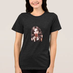 Drawing the most beautiful girl eating chocolate Tri-Blend shirt