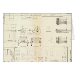 Drawings boats, bridges, wagons, projectiles