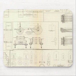 Drawings boats, bridges, wagons, projectiles mouse mat