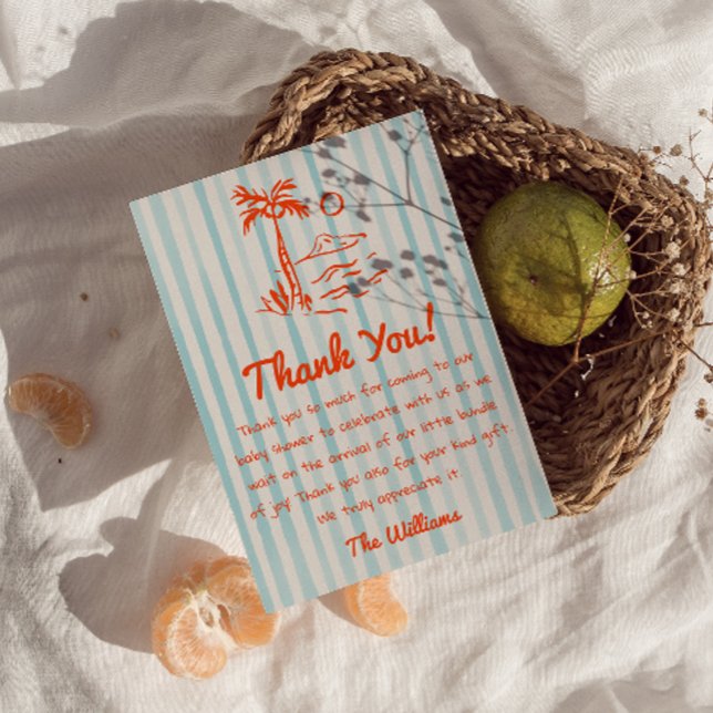Drawn Baby On The Board Summer Neutral Baby Shower Thank You Card (Creator Uploaded)