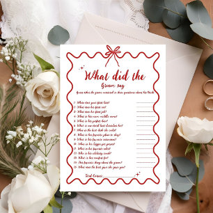 Drawn Bride  groom trivia bridal shower game Card