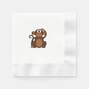 Drawn Brown Cartoon monkey scratching head Napkin