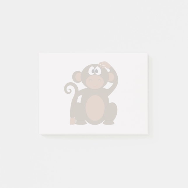 Drawn Brown Cartoon monkey scratching head Post-it Notes (Front)