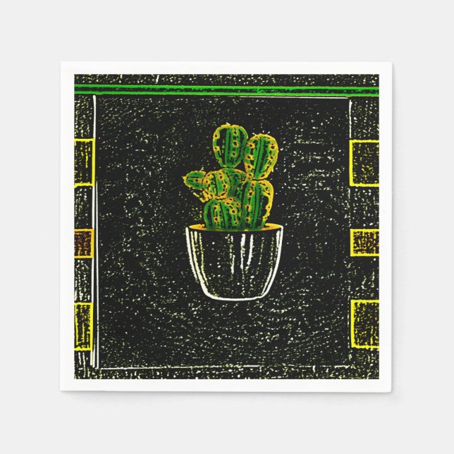 Drawn cactus napkin (Front)