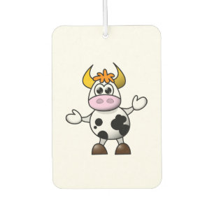 Drawn Cartoon Black and White Cow Bull Car Air Freshener