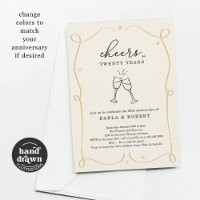 Drawn Cheers Any Year Wedding Anniversary Party