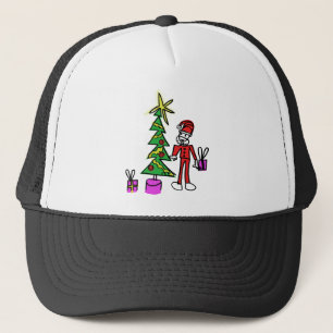 Drawn christmas tree trucker hat