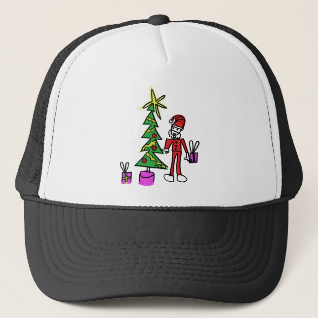 Drawn christmas tree trucker hat (Front)