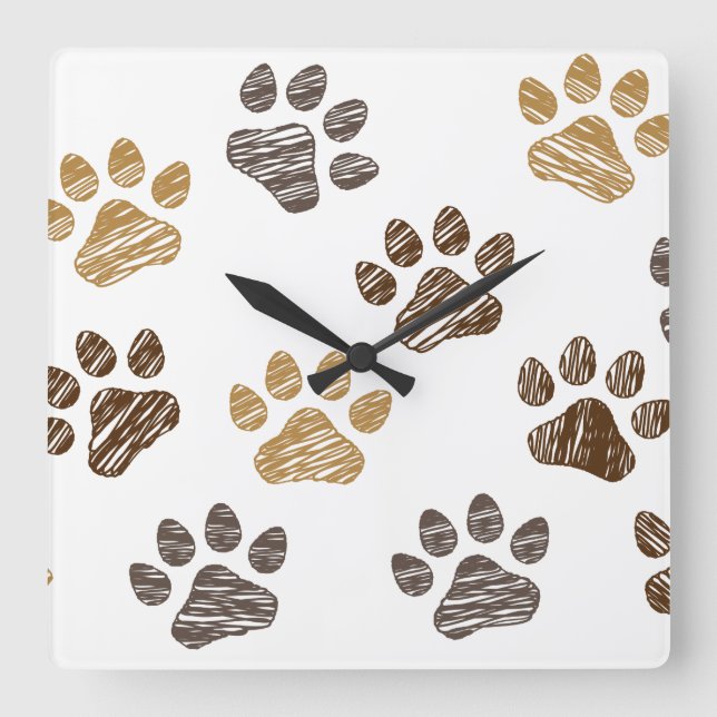 Drawn dogs, cats leg. Dogs, cat legs. Square Wall Clock (Front)