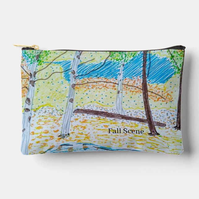 Drawn Fall Scene  Accessory Pouch (Front)