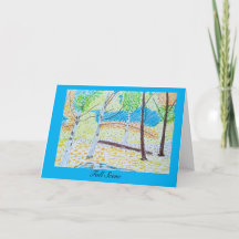 Drawn Fall Scene Blank Greeting Card