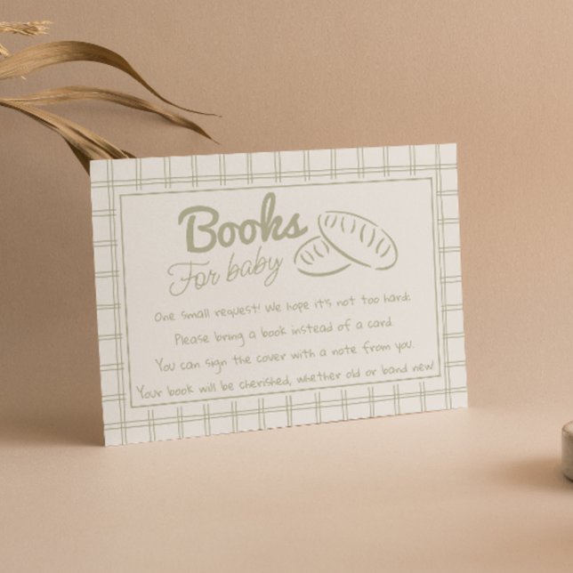 Drawn Green Gender Neutral Bread Baby Book Request Enclosure Card (Creator Uploaded)