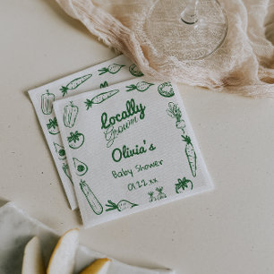 Drawn Green Locally Grown Vegetables Baby Shower Napkin