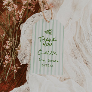 Drawn Green Pizza Special Delivery Baby Shower Gift Tags