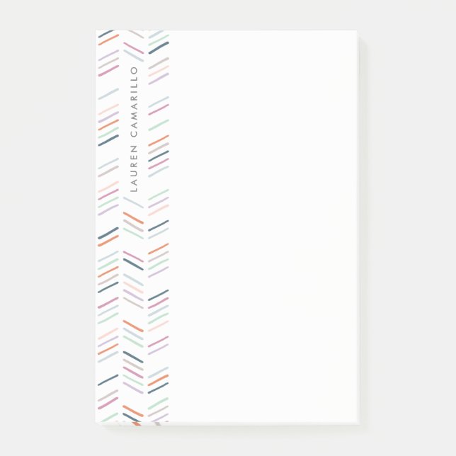 Drawn Herringbone Personalised Post-It - Fuchsia Post-it Notes (Front)