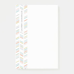 Drawn Herringbone Personalised Post-It - Turquoise Notes