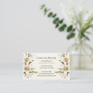 Drawn Lilies Elegant Floral Business Card